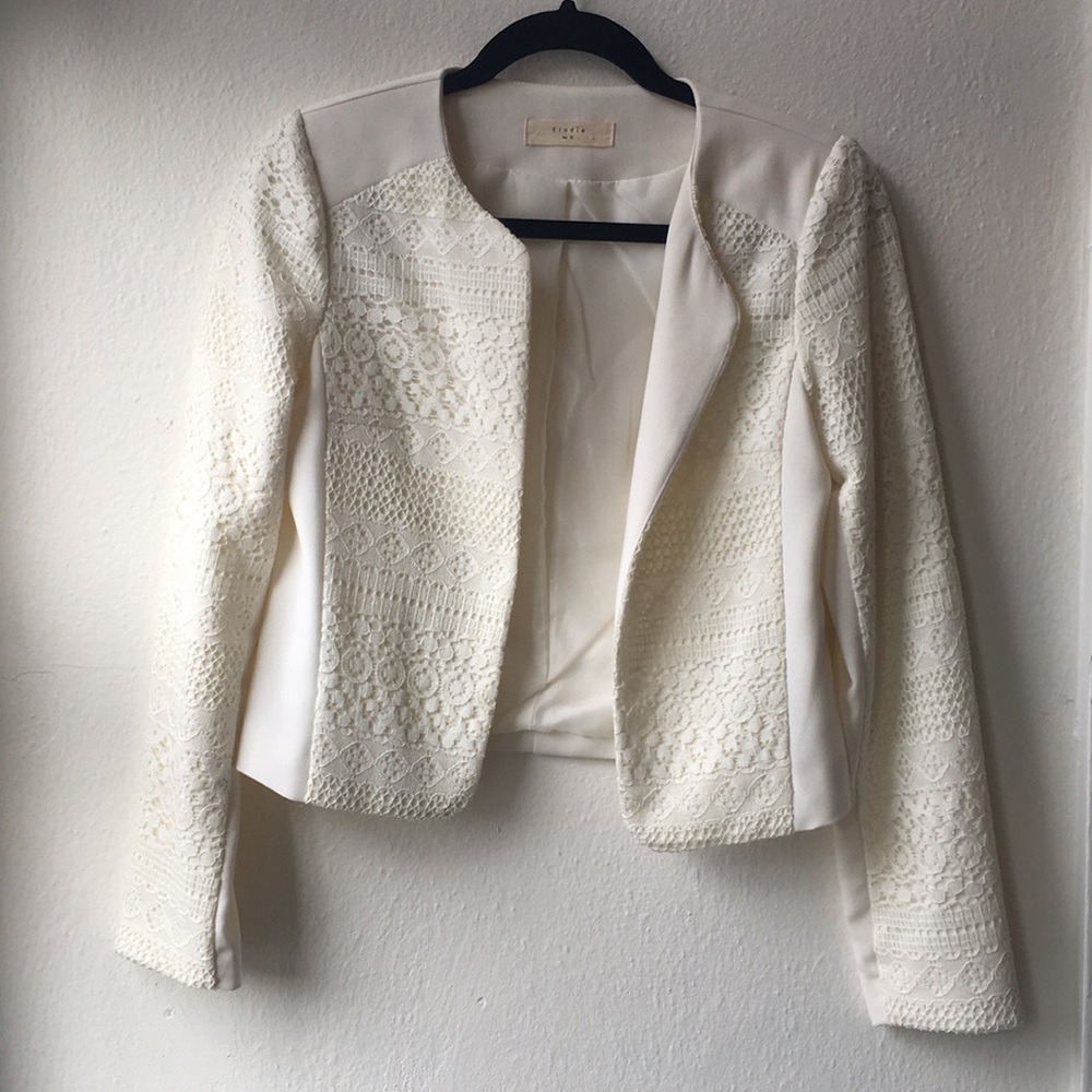 Elodie white crochet blazer, like new!